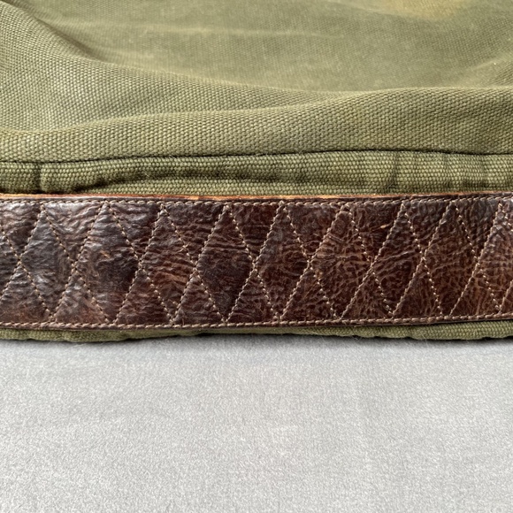 Will Leather Goods Hooper Olive Canvas & Brown Leather Messenger Bag - Picture 9 of 10